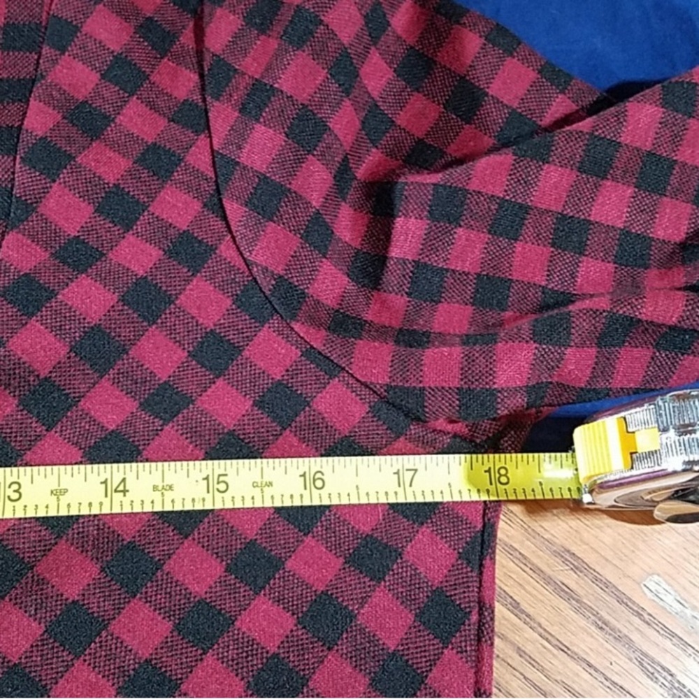 Plaid Long Sleeve Dress Red and Black - Picture 6 of 8